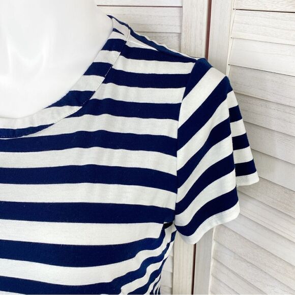 Skies Are Blue Michelle Striped Eyelet Hem Shirt Top Blue White XL - Picture 6 of 12